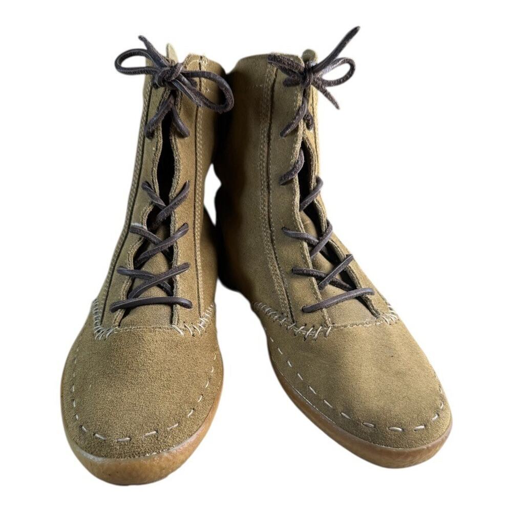 KEDS VintageTan Brown Suede High Top Ankle Moccasin Boots Rare Vintage US 8 EU39 - Picture 2 of 10